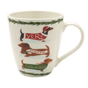 Pfaltzgraff Very Merry Dogs Dachshund coffee mug.